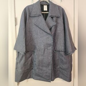 NWT Marina Rinaldi $835 Women’s Lightweight Slate Blue Textured Jacket Sz 20